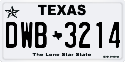 TX license plate DWB3214