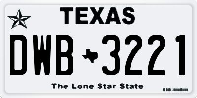 TX license plate DWB3221