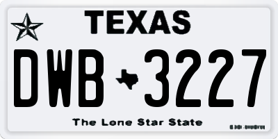 TX license plate DWB3227