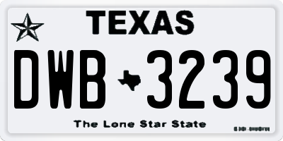 TX license plate DWB3239