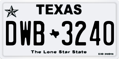 TX license plate DWB3240