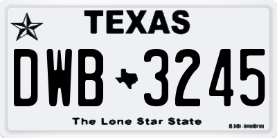 TX license plate DWB3245