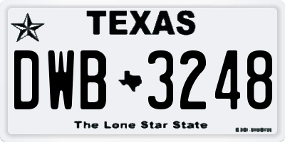 TX license plate DWB3248