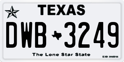 TX license plate DWB3249