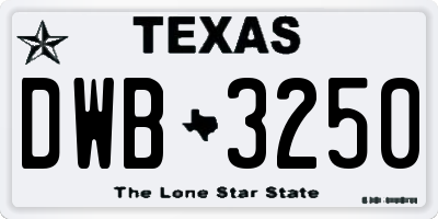 TX license plate DWB3250