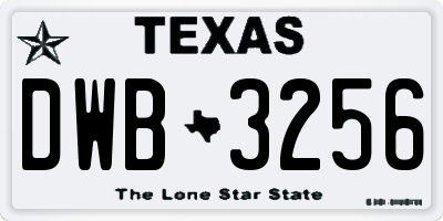 TX license plate DWB3256