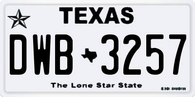 TX license plate DWB3257