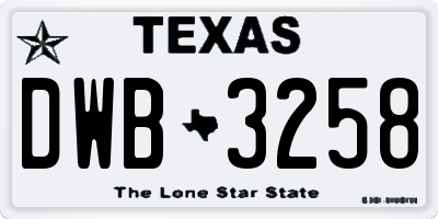 TX license plate DWB3258
