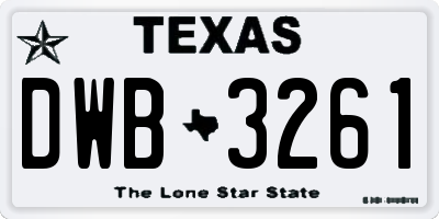 TX license plate DWB3261