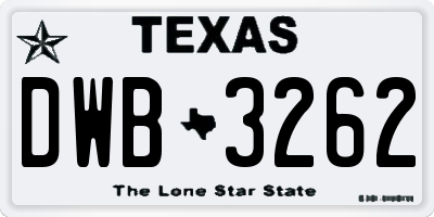 TX license plate DWB3262