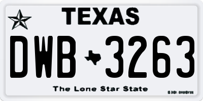 TX license plate DWB3263