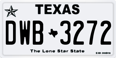 TX license plate DWB3272