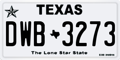 TX license plate DWB3273