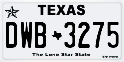 TX license plate DWB3275