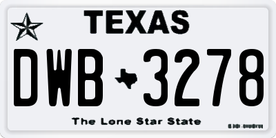 TX license plate DWB3278