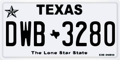 TX license plate DWB3280