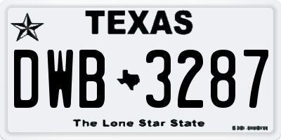 TX license plate DWB3287