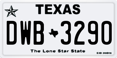 TX license plate DWB3290