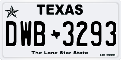 TX license plate DWB3293