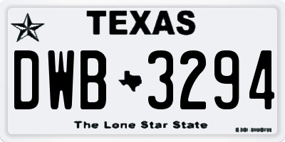 TX license plate DWB3294