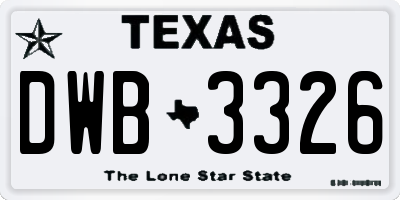TX license plate DWB3326
