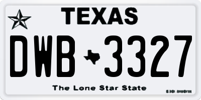 TX license plate DWB3327