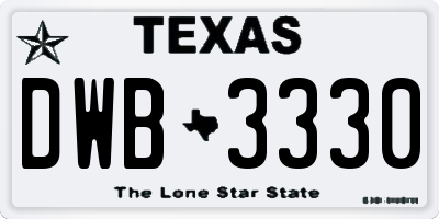 TX license plate DWB3330