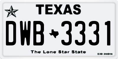TX license plate DWB3331