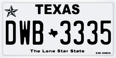 TX license plate DWB3335