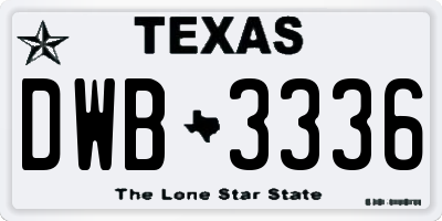 TX license plate DWB3336