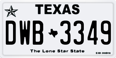 TX license plate DWB3349