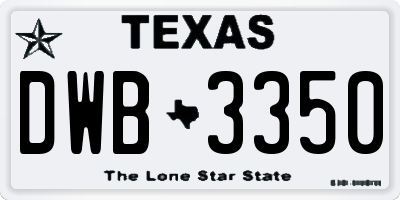 TX license plate DWB3350