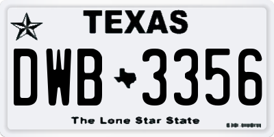 TX license plate DWB3356