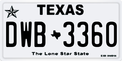 TX license plate DWB3360