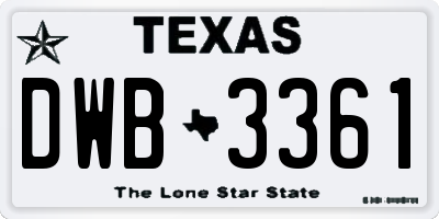 TX license plate DWB3361