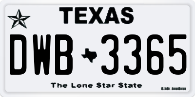 TX license plate DWB3365