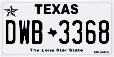 TX license plate DWB3368