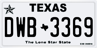 TX license plate DWB3369
