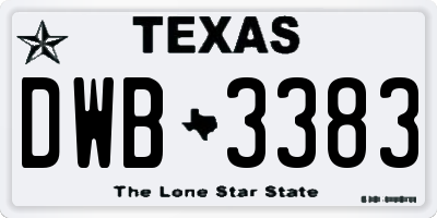 TX license plate DWB3383