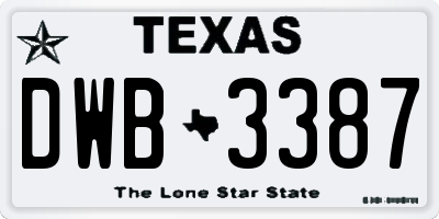 TX license plate DWB3387