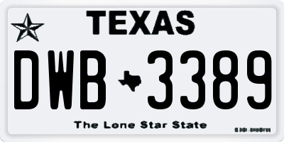 TX license plate DWB3389