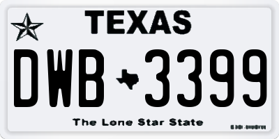 TX license plate DWB3399
