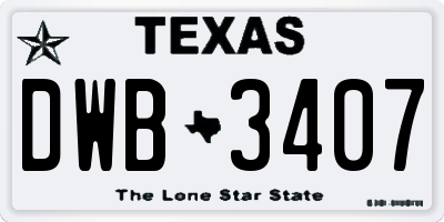 TX license plate DWB3407