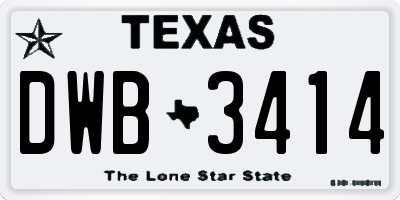 TX license plate DWB3414