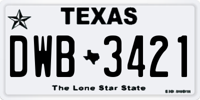 TX license plate DWB3421