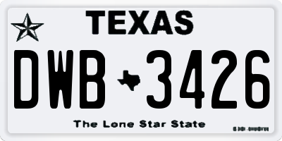 TX license plate DWB3426