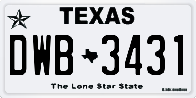 TX license plate DWB3431