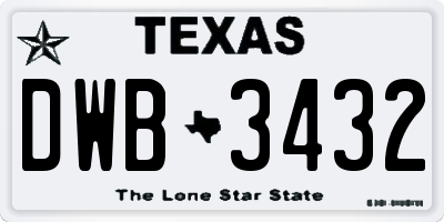 TX license plate DWB3432