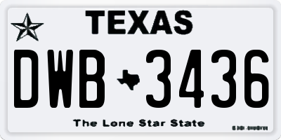 TX license plate DWB3436