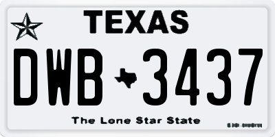 TX license plate DWB3437